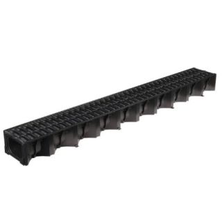 ACO HEXDRAIN C/W GRATING BLACK PLASTC *A15 1Mx125Wx80D 1.5T