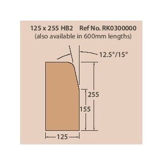 10 x 5 HB2 STRAIGHT KERB 69kg 255x125x914mm Half Battered (16pk)