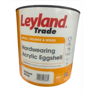 2.5LT LEYLAND BRILL WHITE HARDWEARING ACRYLIC EGGSHELL