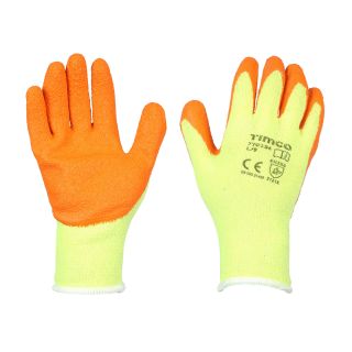 TIMCO LATEX ECO GRIP GLOVE LARGE/EXTRA L (9/10) * YELLOW/ORANGE * PK12