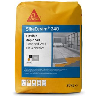 SIKA CERAM 240 WALL + FLOOR FLEXIBLE RAPID TILE ADHESIVE 20kg GREY