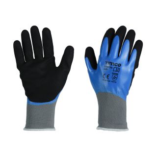 TIMCO WATERPROOF GRIP NITRILE GLOVES L / XL ( 9/10 ) PK12