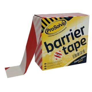 PROSOLVE BARRIER TAPE RED/ WHITE 70mm x 500M