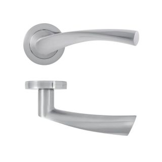 SCP MONZA SATIN HANDLE ON ROSE LATCH PACK (HINGE,LATCH INCLU) 24622