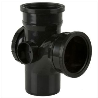 BS447 110mm SOIL ACCESS BRANCH BLACK 92.5deg Double Socket